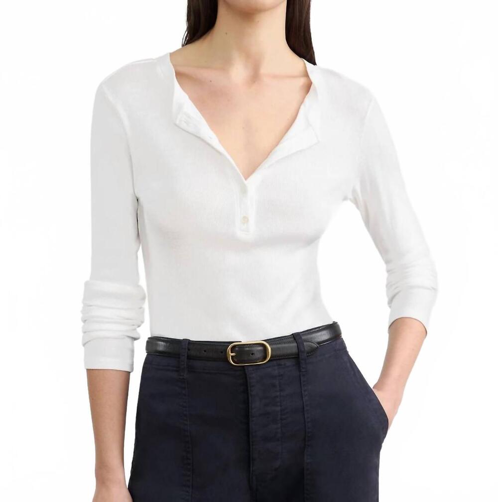 NEW NILI LOTAN jordan henley tee in white